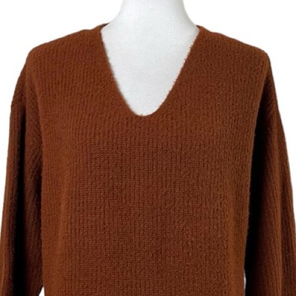 Apt. 9 Sweater V-neck Oversized Long Sleeves Soft Dark Orange Women’s Size Large - Picture 5 of 10